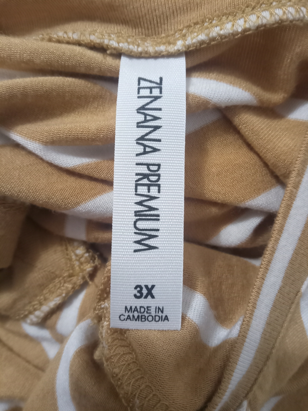 Zenana Premium Mustard & White Striped V-Neck Tee Size 3X - Picture 4 of 6